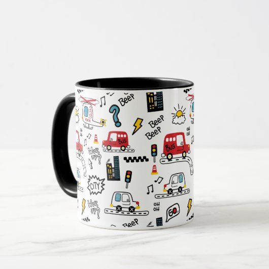 Kids Playful Transport Pattern マグカップ (正面左)