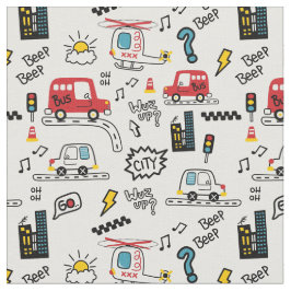Kids Playful Transport Pattern Urban style modern  ファブリック