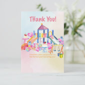 Kids Playground Birthday Thank You Card Watercolor サンキューカード (スタンド正面)