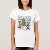 Kids Playing Soccer Under the Snow Tシャツ (正面)