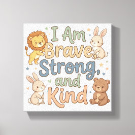 Kids Positive Affirmation Brave Strong Kind キャンバスプリント