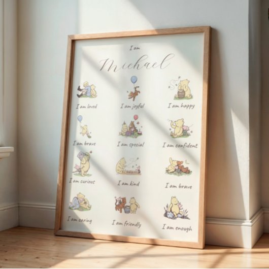 Kids Positive Affirmation Winnie the Pooh Themed ポスター