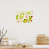 Kids poster cute frogs in watercolour ポスター (キッチン)