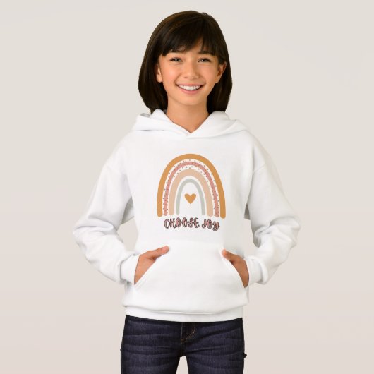 Kids’ Pullover Hoodie – Boho Rainbow “Choose Joy”  (正面フル)
