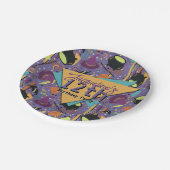 Kids Purple Retro Witchy Halloween Birthday ペーパープレート (アングル)