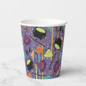 Kids Purple Retro Witchy Halloween Birthday 紙コップ (裏面)