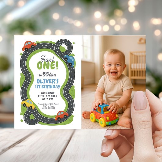 Kids Race Car Birthday Party 招待状