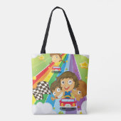 Kids Racing On A Rainbow Tote Bag トートバッグ (裏面)