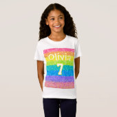 Kids Rainbow Birthday Editable Text Design Tシャツ (正面フル)