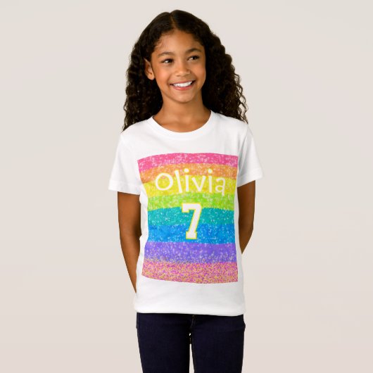 Kids Rainbow Birthday Editable Text Design Tシャツ (正面フル)
