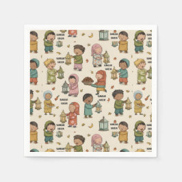 Kids Ramadan Kareem Napkins – Islamic Party スタンダードカクテルナプキン