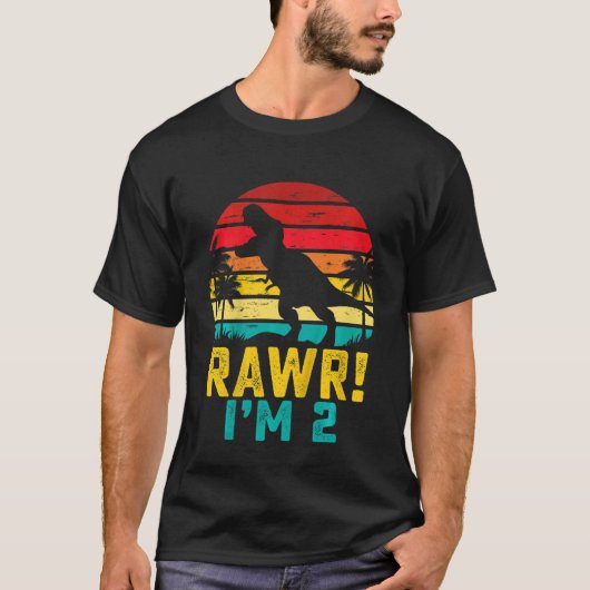 Kids Rawr I'm 2 Dinosaurレックス2歳2番目の誕生日 Tシャツ (正面)