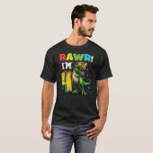 Kids Rawr I'm 4 4th Birthday T Rex Dinosaur Party  Tシャツ (正面フル)