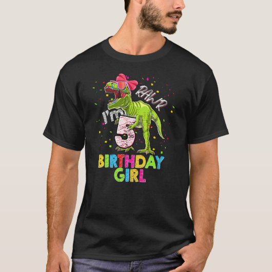 Kids Rawr I'm 5 5th Birthday T Rex Dinosaur Party  Tシャツ (正面)