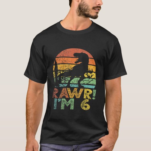 Kids Rawr Im 6恐竜Tレックス6歳の少年6歳 Tシャツ (正面)
