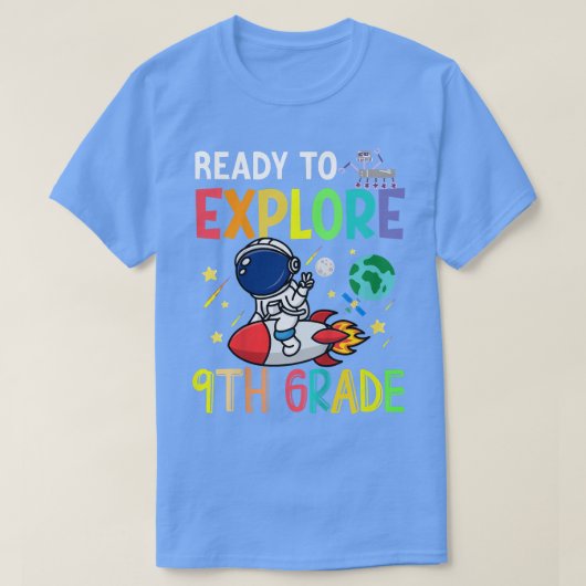 Kids Ready To Explore Ninth Grade Astronaut Back T Tシャツ (デザイン正面)