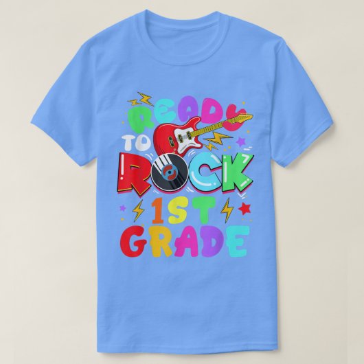 Kids Ready To Rock 1st Grade Guitar Back To School Tシャツ (デザイン正面)