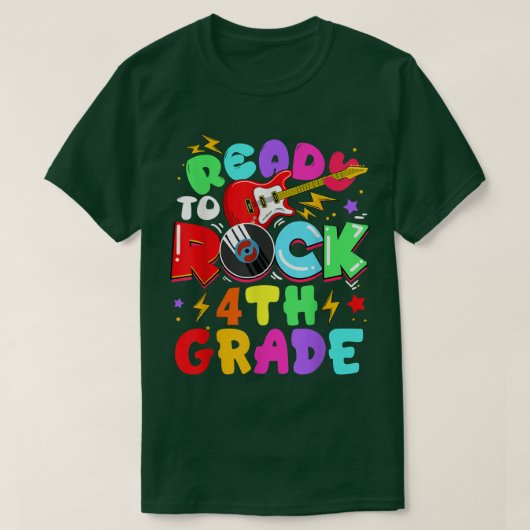 Kids Ready To Rock 4th Grade Guitar Back To School Tシャツ (デザイン正面)