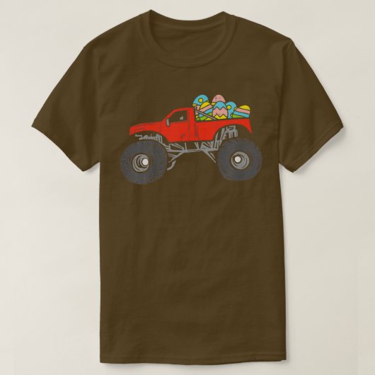 Kids Red Monster Truck Eggs Easter Egg Hunting Boy Tシャツ (デザイン正面)