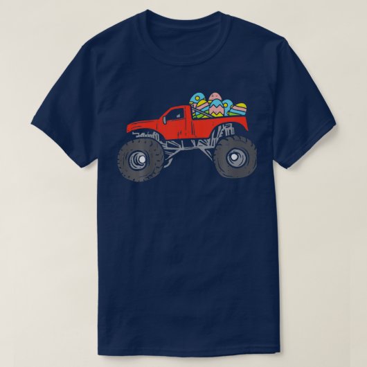 Kids Red Monster Truck Eggs Easter Egg Hunting Boy Tシャツ (デザイン正面)