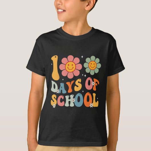 Kids Rero Groovy 100日ハッピー100h学校の日 Tシャツ (正面)