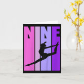 Kids Retro Girls Gymnastics 9 9th Ninth Birthday S カード (黄色い花)