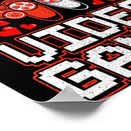 Kids Retro Video Game Valentines Day For Toddler B ポスター (角)