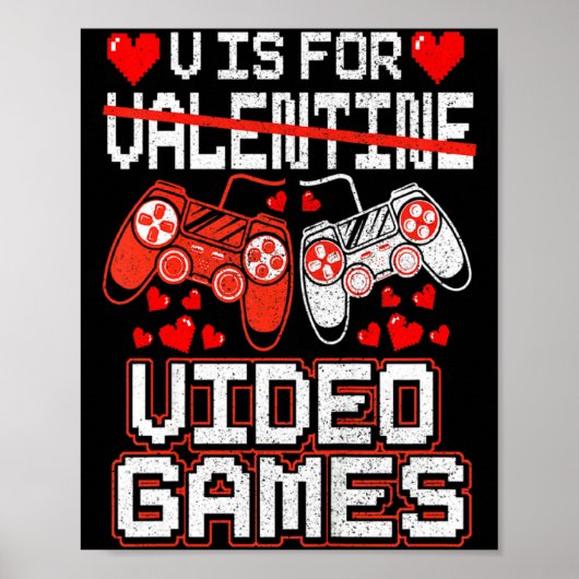 Kids Retro Video Game Valentines Day For Toddler B ポスター (正面)
