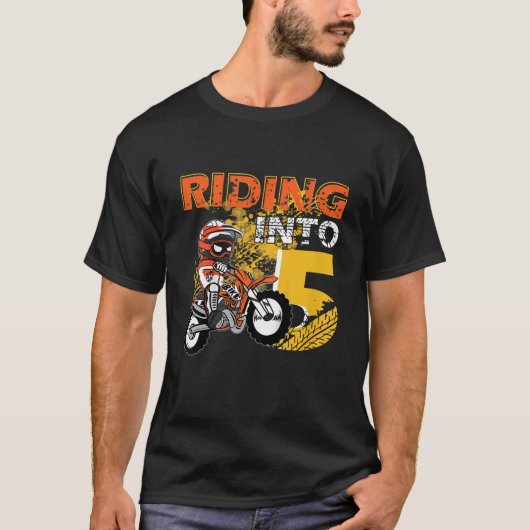Kids Riding Into 5 Years Old Dirt Biker 5th Birthd Tシャツ (正面)
