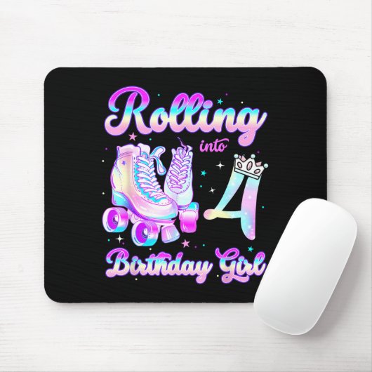 Kids Rolling Into 4 Roller Skating 4th Birthday Gi マウスパッド (マウス)
