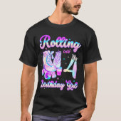 Kids Rolling Into 4 Roller Skating 4th Birthday Gi Tシャツ (正面)