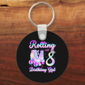 Kids Rolling Into 8 Roller Skating 8th Birthday Gi キーホルダー (正面)