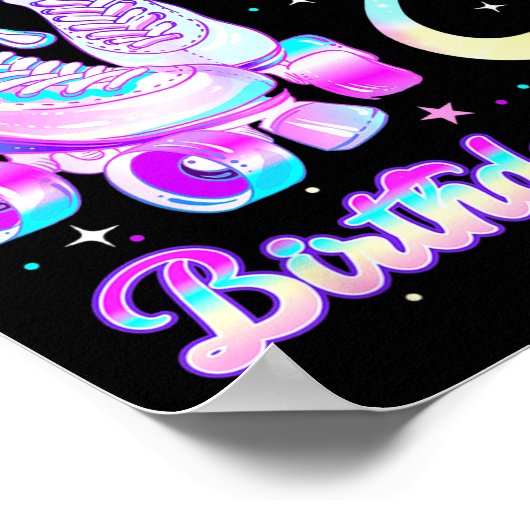 Kids Rolling Into 8 Roller Skating 8th Birthday Gi ポスター (角)