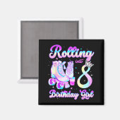 Kids Rolling Into 8 Roller Skating 8th Birthday Gi マグネット (正面/裏面)