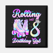 Kids Rolling Into 8 Roller Skating 8th Birthday Gi マグネット (正面)
