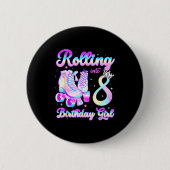Kids Rolling Into 8 Roller Skating 8th Birthday Gi 缶バッジ (正面)