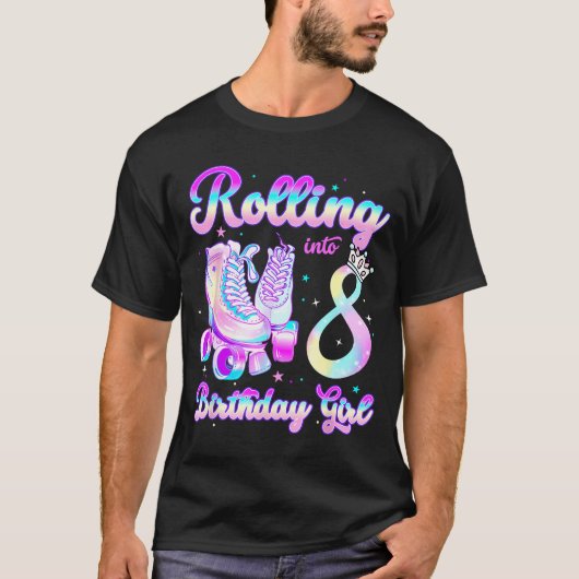 Kids Rolling Into 8 Roller Skating 8th Birthday Gi Tシャツ (正面)