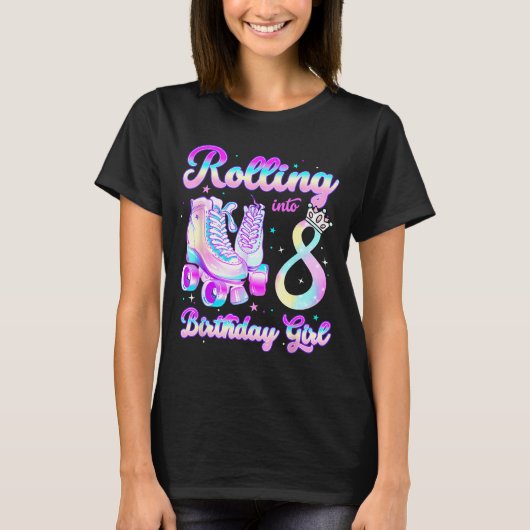 Kids Rolling Into 8 Roller Skating 8th Birthday Gi Tシャツ (正面)