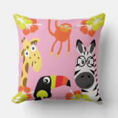 Kids Safari Nursery Art Bedroom Decor クッション (正面)