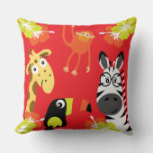 Kids Safari Nursery Art Bedroom Decor クッション (正面)