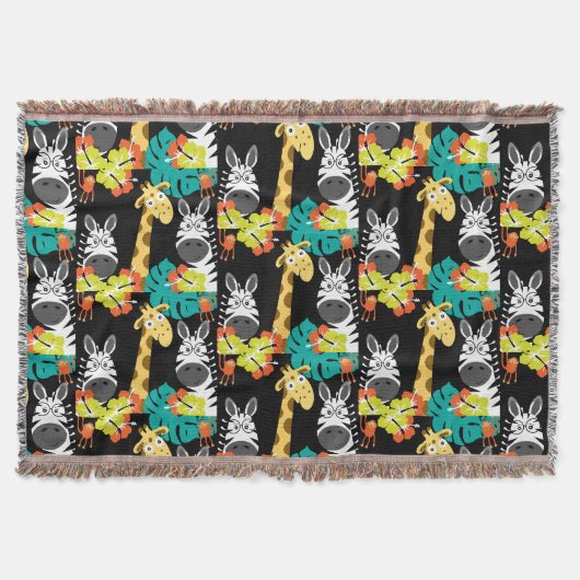 Kids Safari Nursery Art Bedroom Decor スローブランケット (正面)