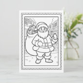 Kids Santa Coloring Christmas Flat Note Card シーズンカード (スタンド正面)