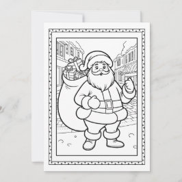 Kids Santa Coloring Christmas Flat Note Card シーズンカード