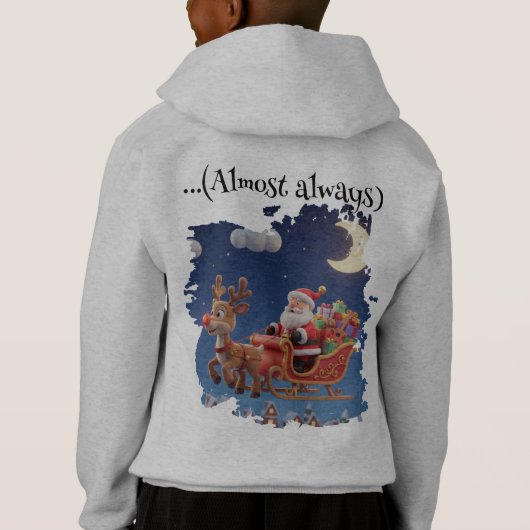 Kids' Santa Rudolph Flying Sleigh Hoodie (裏面)