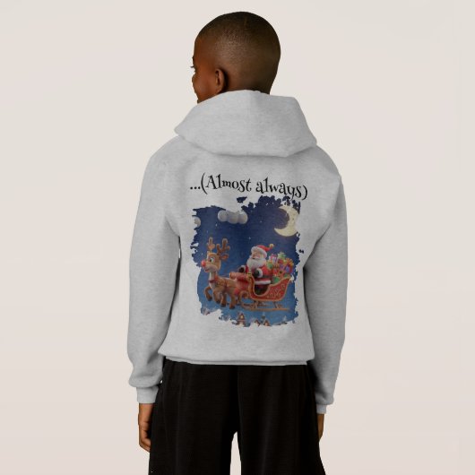 Kids' Santa Rudolph Flying Sleigh Hoodie (裏面フル)