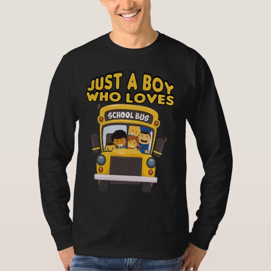 kids school bus  Just A Boy Who Loves School Buses Tシャツ (正面)