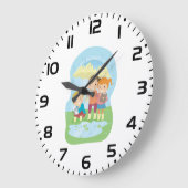 Kids Science Nature Study in Rain ラージ壁時計 (傾斜)