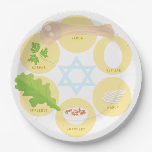 Kids Seder Plate - Yellow ペーパープレート (正面)