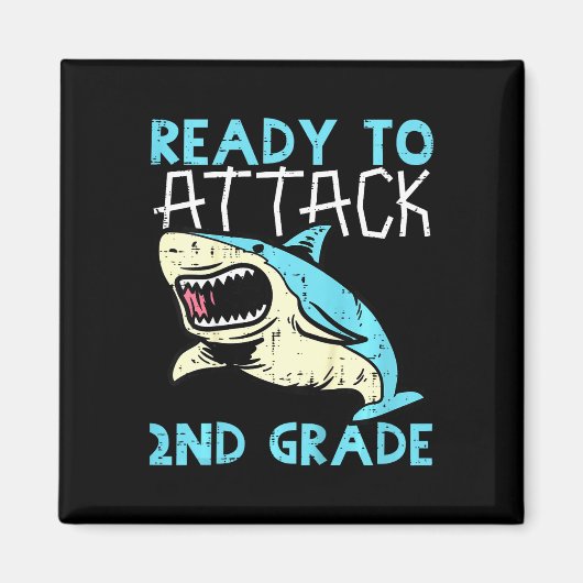 Kids Sharkが2年生2年生1年生を攻撃する準備ができている マグネット (正面)