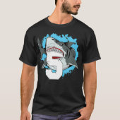 Kids Shark 5th Birthday Boy 5 Five Shark Theme Par Tシャツ (正面)